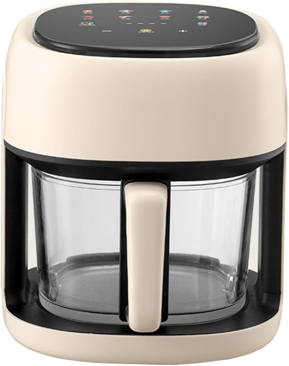Genérico Freidora Aire Cristal 4,5L sin Aceite, Air Fryer Vidrio con Ventana Visible 360°, Temperatura Regulable 80–190 °C, multifunción Saludable 1350WBeige,One Size