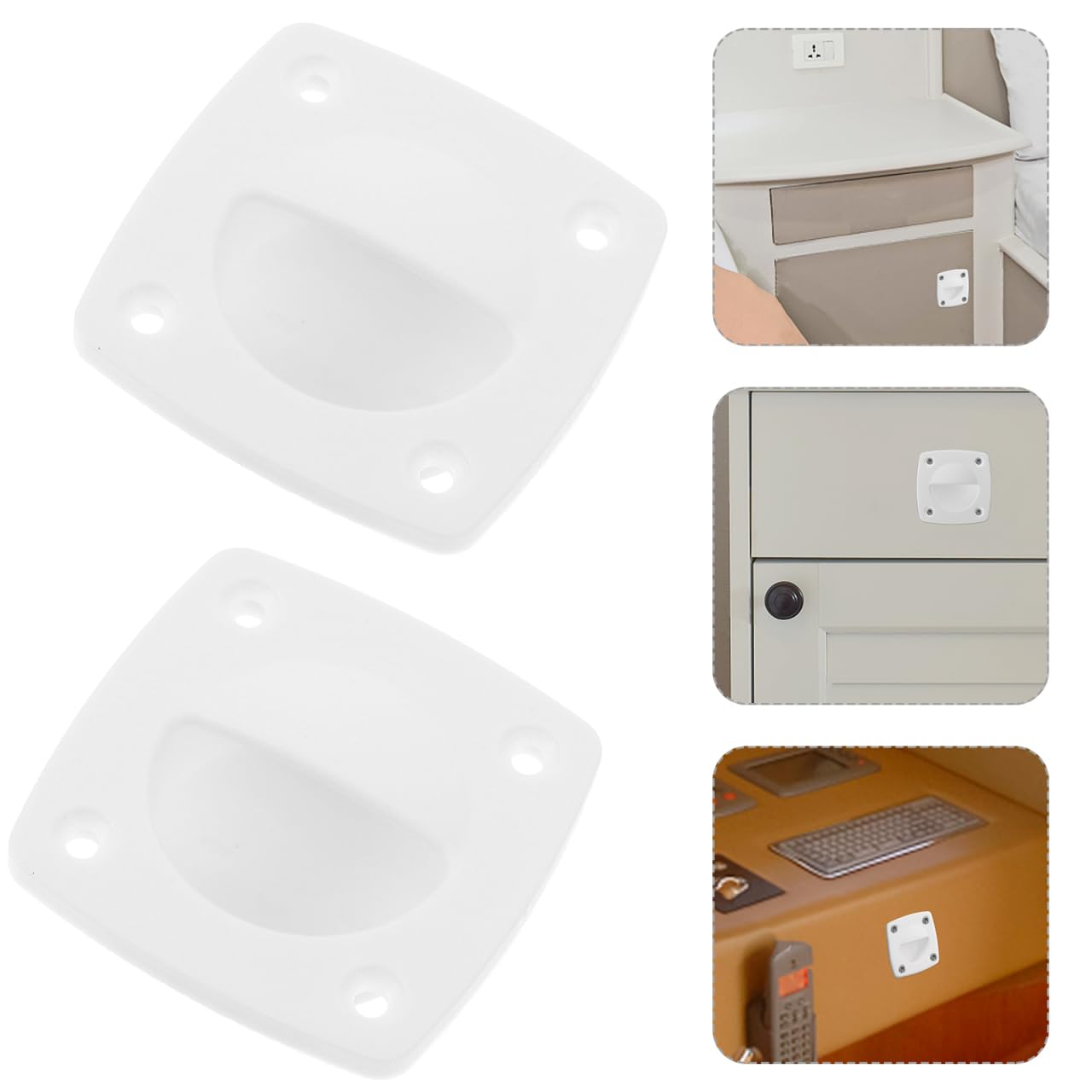 POPETPOP Poignée en Nylon Blanche Encastrée 2.36X2.36X0.59 Pouces pour Trappe De Bateau Poignée De Tirage Marine pour Portes Et Armoires Accessoires Nautiques