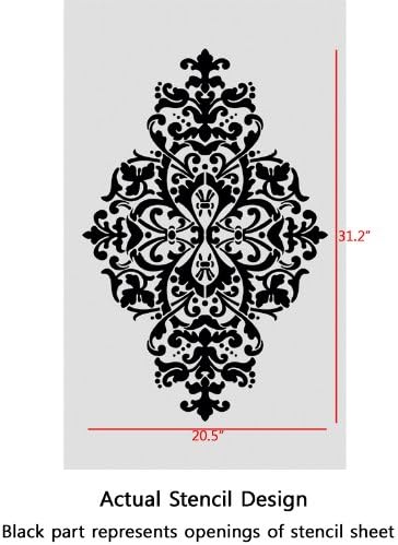 Damask Stencil Yesica - Large Size - Elegant Look Better Than Wallpaper for DIY Wall Decor