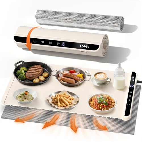 Food Warming Mat with Heat-Resistant Pad 26X15 Inch 6 Temperature & 6 Timer Settings Child Lock Safety Food Warmer Chafing Dishes for Buffet Gatherings Parties Everyday Use