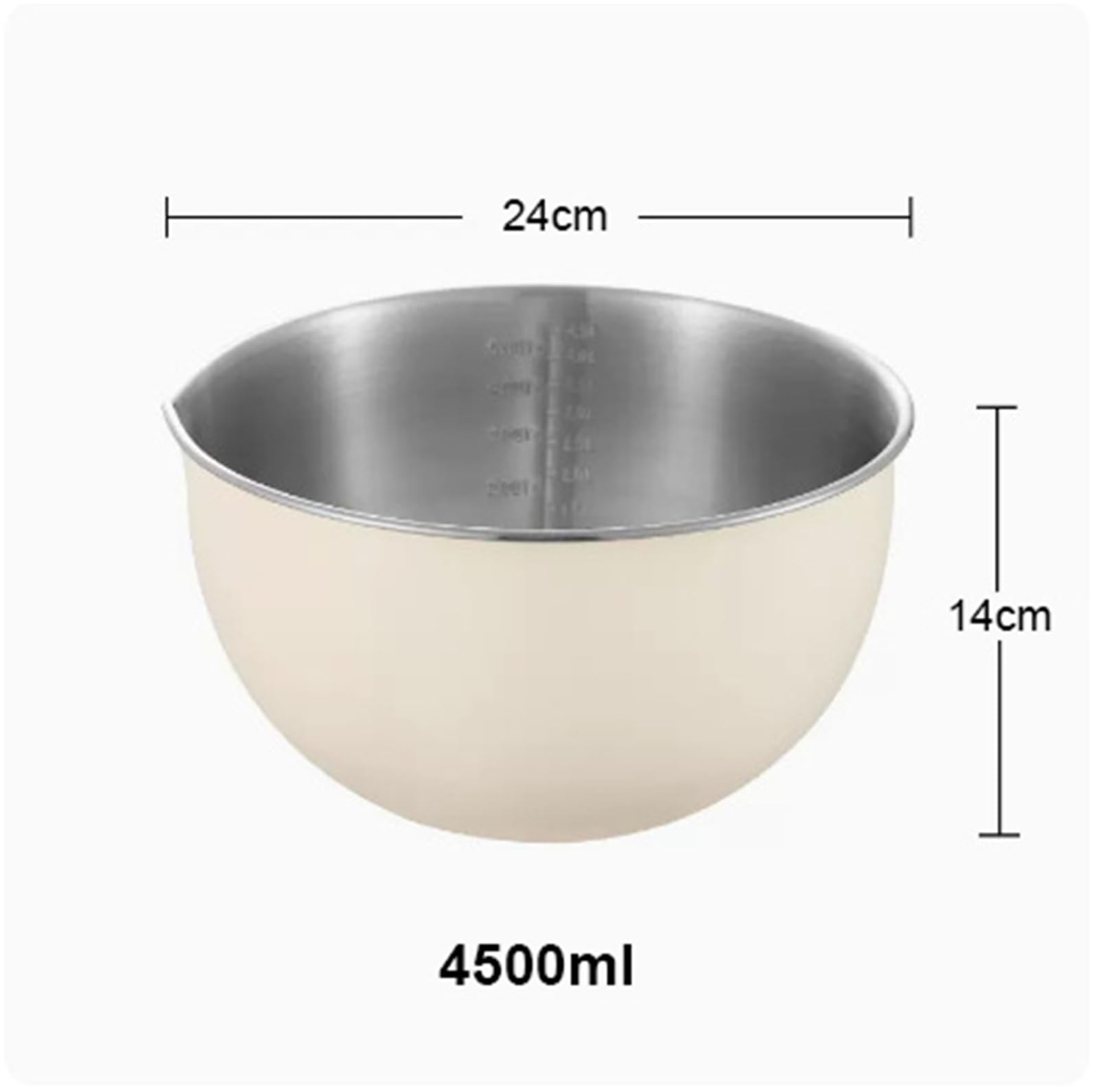 Tazón Para Mezclar Juego de tazones for mezclar acero inoxidable | 1.5 2.5 4.5L Ensalada De Bollería Antideslizante(White 4.5L)