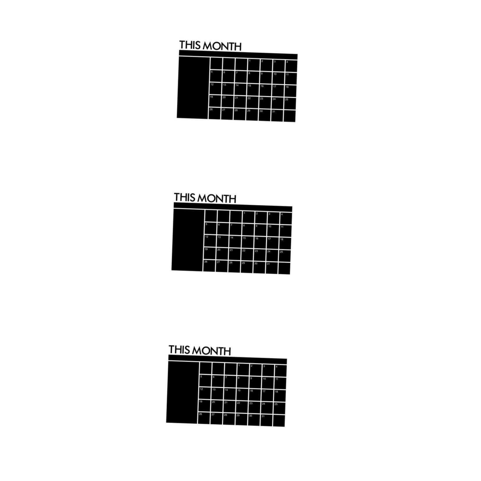 Operitacx 3pièces Tableau Effaçable Autocollant Calendrier Amovible Pour Bureau Et Maison Planificateur Multifonction