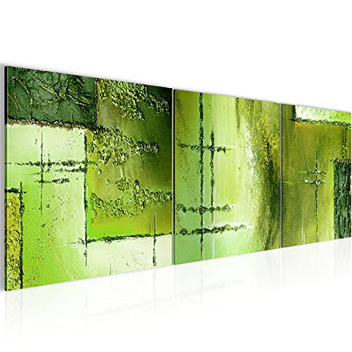 Runa Art - Peinture Abstrait 120 x 40 cm Tableau en Toile non Tissée Vert Blanc En plusieurs Parties Moderne Decoration Murale 100933c