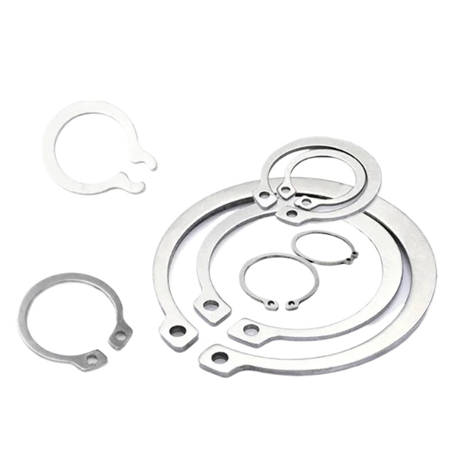 anillo de retención Clip de retención acero inoxidable M3-M52 304, anillo presión, arandelas tipo C, Circlip externo for eje rodamiento Para mantenimiento(M48,10Pcs)