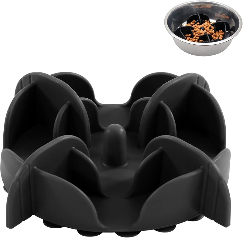 Comedouro Lento para Cães Jaoul em Silicone com 32 Ventosas, Cortável, X-Large Preto