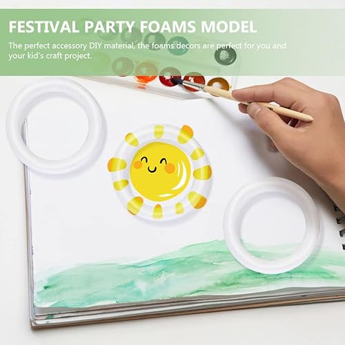 Miniatura 7 de SEWACC 10 formas de corona de espuma de poliestireno blanco, anillo redondo de espuma para manualidades, manualidades, proyectos florales, M