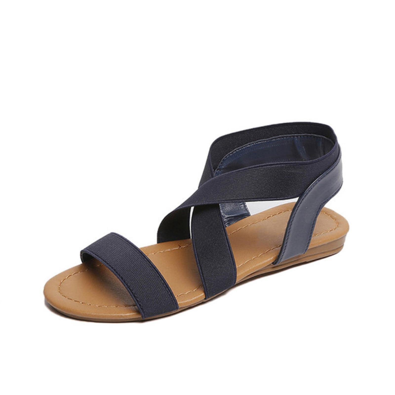 Sandales élastiques en textile pour femme : chaussures de plage légères