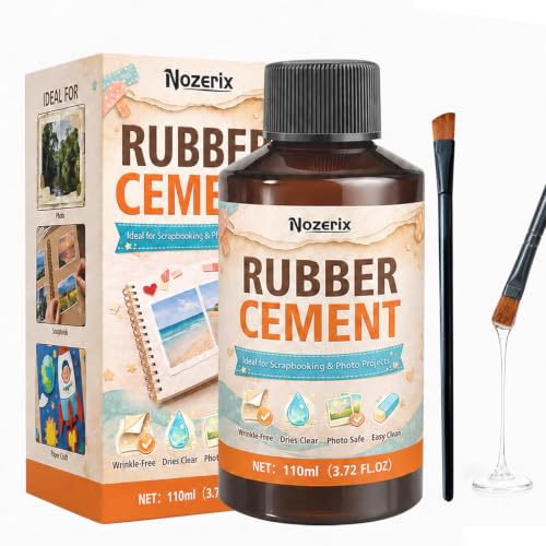 Rubber Cement Clear Rubber Glue 110ml Water Resistant Non-Yellowing Rubber Cement Glue with Brush Paper Cement for DIY Crafts Wood Fabric