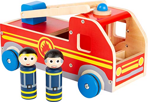 Voiture de pompiers en bois Small Foot : le jouet durable pour occuper les enfants de 3 ans