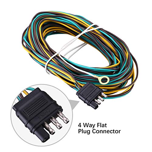 image for Miady 25ft Trailer Wiring Harness with 4 Flat Connector, 18 AWG Color 