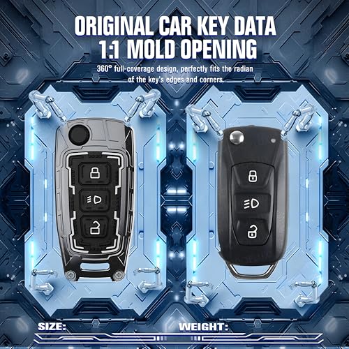 Image of SHOPOFLUX Metal Key Cover Compatible with Tata Tiago | Nexon | Altroz | Curvv | Safari | Storme | Zest | Bolt | Tigor | Punch | Hexa 3 Button Flip Key