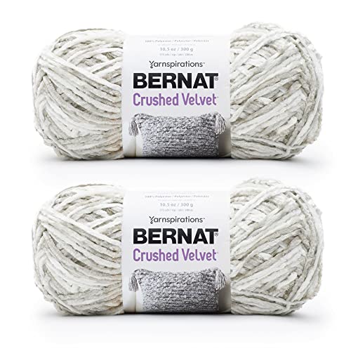 Image of Bernat Crushed Velvet White Yarn - 2 Pack of 300g /10.5oz - Polyester - 5 Bulky - 315 Yards - Knitting /Crochet