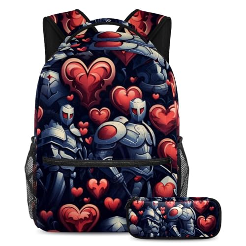 Cartables grande capacité lot de 2 avec trousse Fight for Red Heart Large pour étudiant