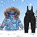 YRAETENM Kids 2 Piece Snowsuit Set Toddler Baby Boys Girls Winter Wear Hooded Puffer Jacket and Snow Bib Pants Ski Suits