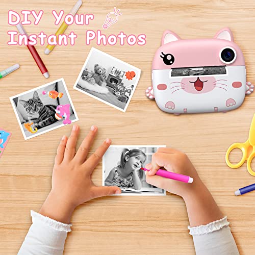 Image of Kids Camera Instant Print, 3.0 inch HD Screen Kids Instant Cameras, Christmas Birthday Gifts for Girls Boys 3 4 5 6 7 8 9 10 Year Old, Portable Toddler Travel Toys with 32GB Card & 3 Rolls Printer Paper