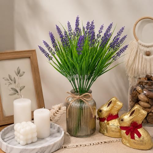 Image of SATYAM KRAFT 5 Pcs Artificial Lavender Flower Bunch | Purple Artificial Flowers for Home Decor, Office, Living Room, Bedroom, Wedding Decoration & Vase Arrangement (Pack of 5)