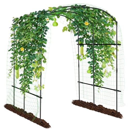 SUNYRISY Garden Arch Trellis, Metal Core Trellis for Climbing Plants Outdoor, 87' x 71' x 75' Tall Archway Tunnel Plant Support for Vine Cucumber Tomato Grape Vegetables Climbing Plants