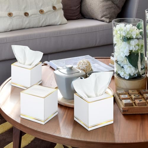 Image of Fourluoo 12 Pack Facial Tissues Cube Boxes Face Box 600 Sheets 3 ply Soft Paper Square Tissues Bulk for Car Pocket Toilet Household Bedroom Family(White)