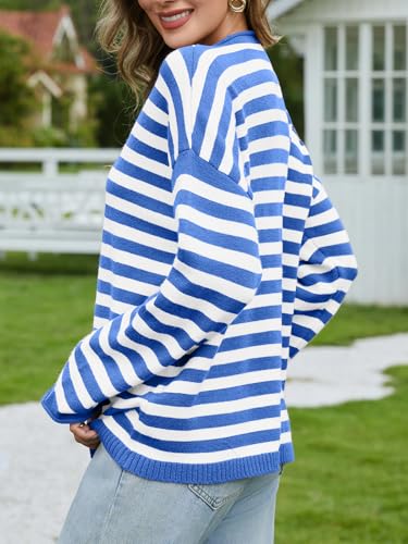 Image of UNCLECAT Womens Striped Cardigan Long Sleeve Button Down Knit Tops