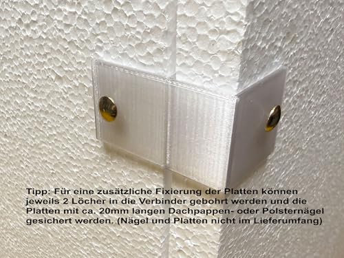 Steckverbinder für Styroporplatten EPS XPS zur Isolierung Dämmung einer Photovoltaik Solar Batterie Akku PV Speicher von BYD, Sonnenkraft, Huawei (milchig transparent, 30 mm) - 10 Stück