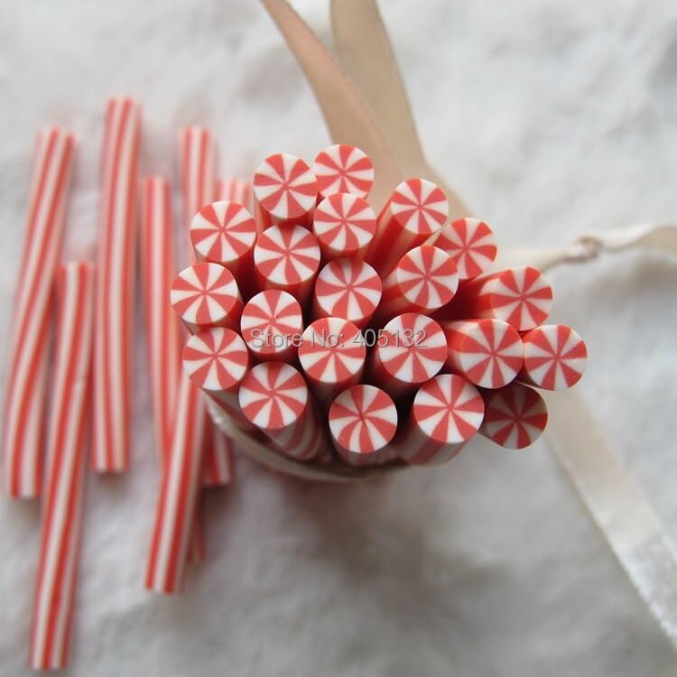 m-67 100pcs 5mm Round Cane Polymer Clay Cane Fancy Nail Art Polymer Clay Cane
