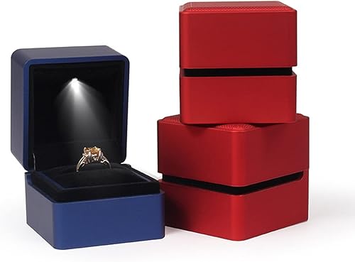 Miniatura 5 de Caja consin anillo de boda LED organizador de almacenamiento de collares caja de regalo de joyería soporte de exhibición de joyería de moda lámpara