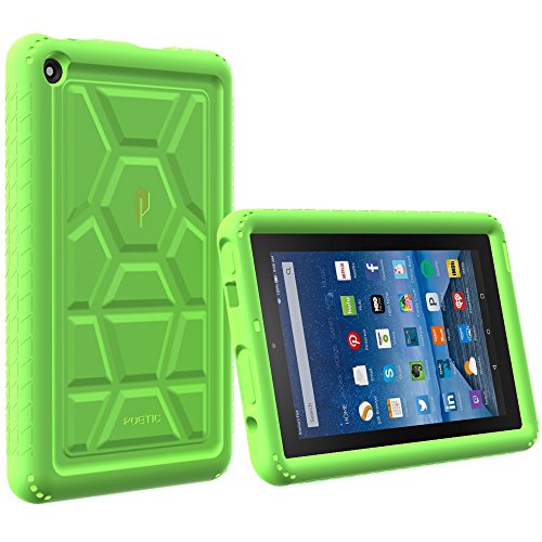 Poetic TurtleSkin Fire 7 2015 Rugged Case Cover with Heavy Duty Protection Silicone and Sound-Amplification Feature for Amazon Fire 7 5th Gen (Previous Generation - 5th) 2015 Release Green