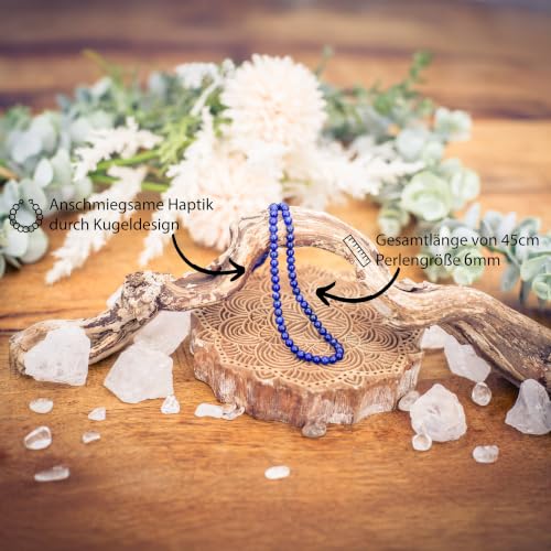 Chaîne en lapis-lazuli Lebensquelle Plus collier de perles 6mm de qualité supérieure 45cm - 3