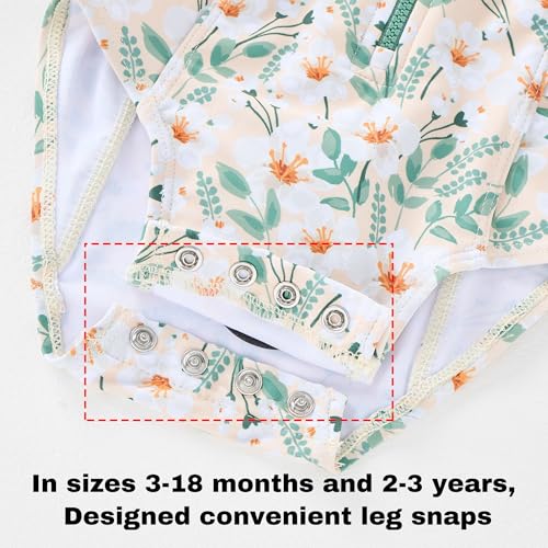 Baby Toddler Girls Swimsuit One Piece Long Sleeve Rash Guard Bathing Suit UPF 50+ Sun Protection3