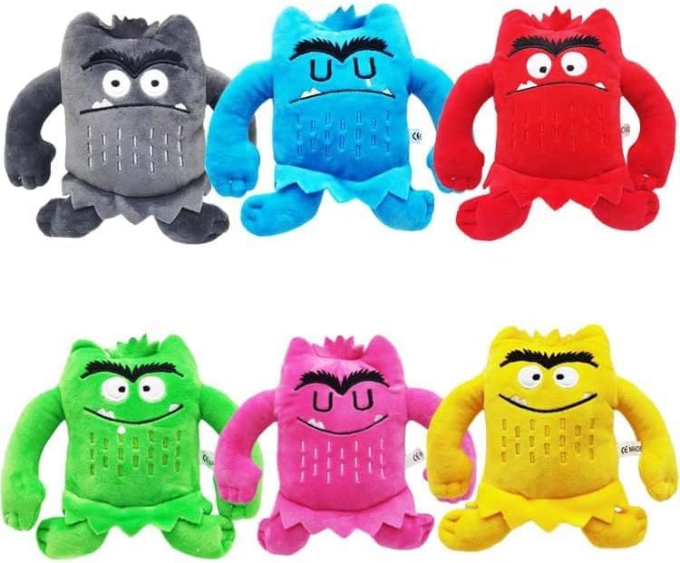 Gamtoise Monster Plush Toys 6PCS Emotional Little Monster Cartoon Doll Colour Monster Plush Toys Gift for Kids