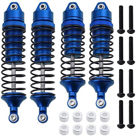 HobbyPark All Metal Shocks for Traxxas Rustler 4X4 VXL Slash 2WD 4x4 Hoss Stampede Bandit Nitro Shock Absorber Damper Set 1/10 Upgrades Parts Replace of 5862 (4-Pack) (Blue) Cover