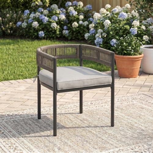 Image of VICLLAX Patio Dining Set for 4-37.8 inch Square Table & Cushioned Seats, Grey