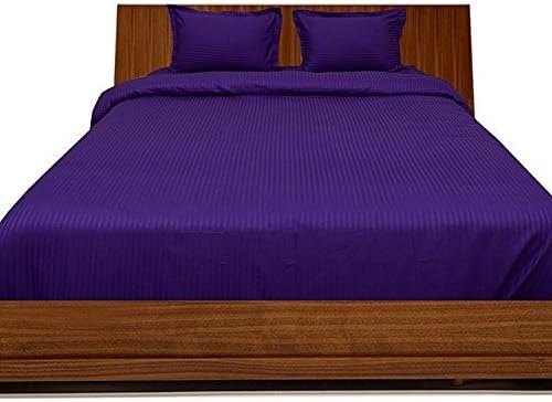 LaxLinen 600TC Super Soft Quality Egyptian Cotton 4PC Sheet Set 15" Inch Extra Deep Pocket King/ Standard, Purple Stripe 600-Thread Count