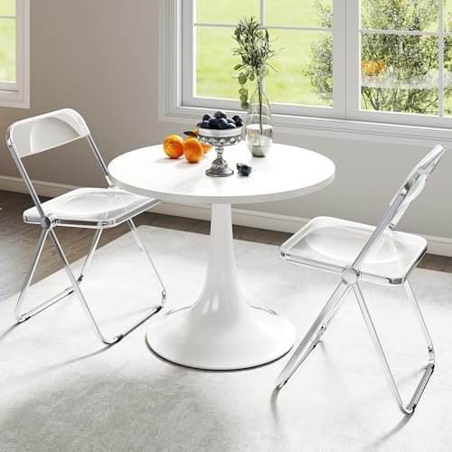Acrylic Folding Chairs,Foldable & Stackable Clear Chairs with Metal Chrome Frame, Indoor and Outdoor, for Home, Office, Party & Events,Set of 2,350LB,Transparent by Real Relax - Used condition - Image 8