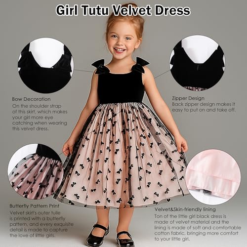Toddler Girls Velvet Dress Tulle Butterfly Festival Birthday Party Little Girls Fall Winter Dresses 2-8 Years3
