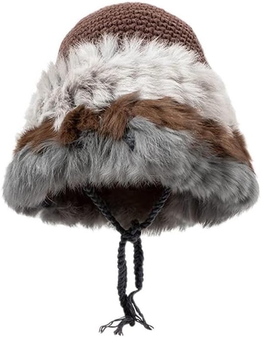 Knitted Hat Women Autumn and Winter Warm and Cute Tethered Windproof Beanie