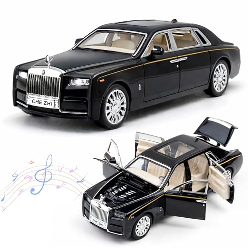 Image of Toyshine 1:35 Scale Rolls Royce Phantom Die Cast Car Model | Luxury Alloy Pull Back Toy Car with Lights & Sound | Openable Doors | Collectible Model Toy for Kids & Collectors, Black