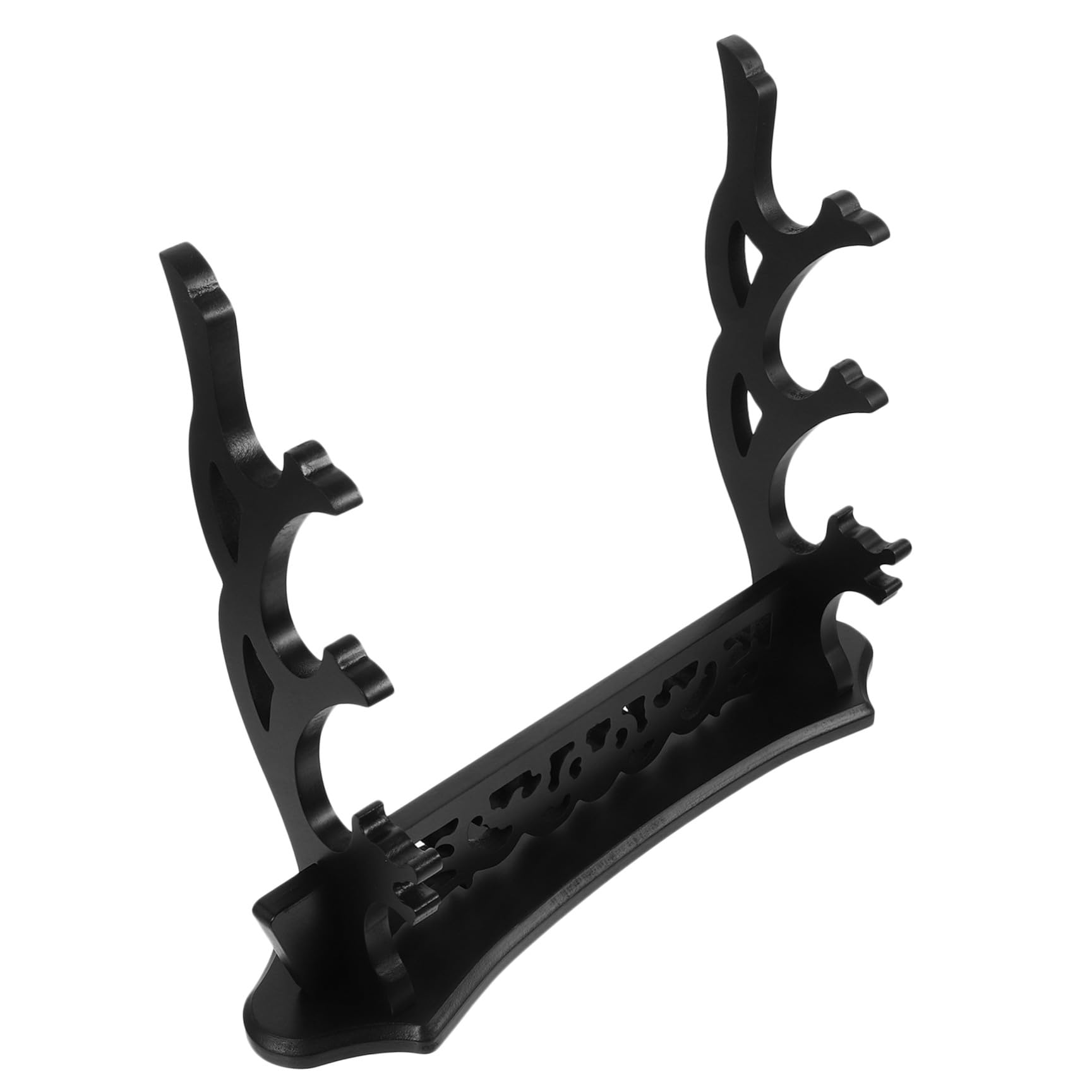 KOMBIUDA Soporte de Espada de Varias Capas de Madera Negro para Escritorio | Diseño Hueco Forma de Dragón, Apto y Cuernos, Uso en Mesa y Obsequio de Festival