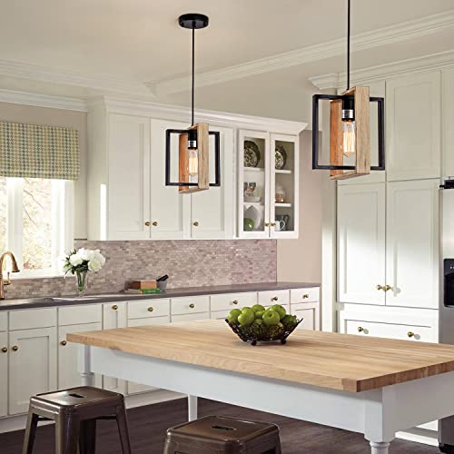 Kitchen Island Lighting Farmhouse Chandelier For Dining Room Foyer Light Fixture Wood And Metal Ceiling Hanging Lights #TOP2