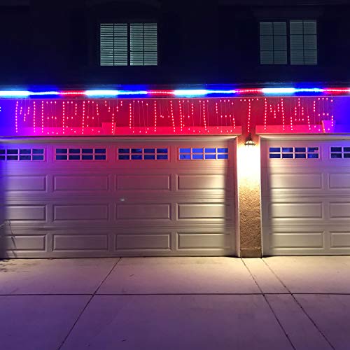 Patio LED Indoor Outdoor Letter String Lights Merry Christmas Fairy Curtain Lights 18x2ft with Remote Color Changing for Party House Decorative Lights Waterproof