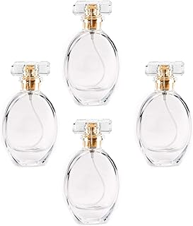 Glass Empty Perfume Bottle Refillable 4 Pack Clear Travel Perfume Spray Atomizer Bottle 30ml Perfume Fine Mist Spray Bottle Perfume Bottle Atomizer Container (Oval 50ml-4PCS)