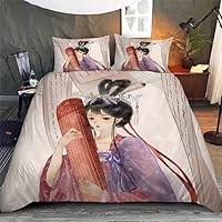 Housse De Couette 200x200 Dragon Chinois Noir 3 Pièces Parure De Lit En Microfibre, Ensemble De