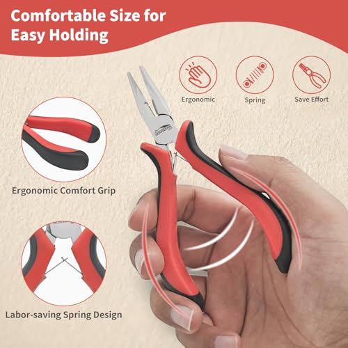 Image of 5-Pack 5 inch Small Needle Nose Pliers,Mini Jewelry Pliers with Cutter