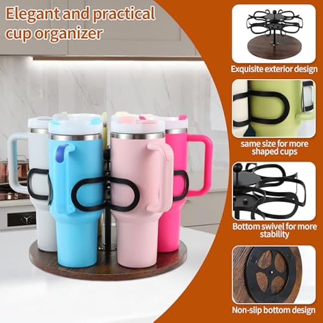 TROCHIN Water Bottle Organizer for Stanley Cup Tumbler with Handle, Rotating Bottle Organizer Holder, Kitchen Organizers and Storage for Stanley Cup Accessories