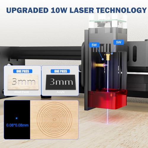 Phoisk YR3-10W Laser Engraver - 10000Mw Laser Engraving Machine, 30000Mm/Min Class 4 Diy Laser Cutter For Wood And Metal thumb #2
