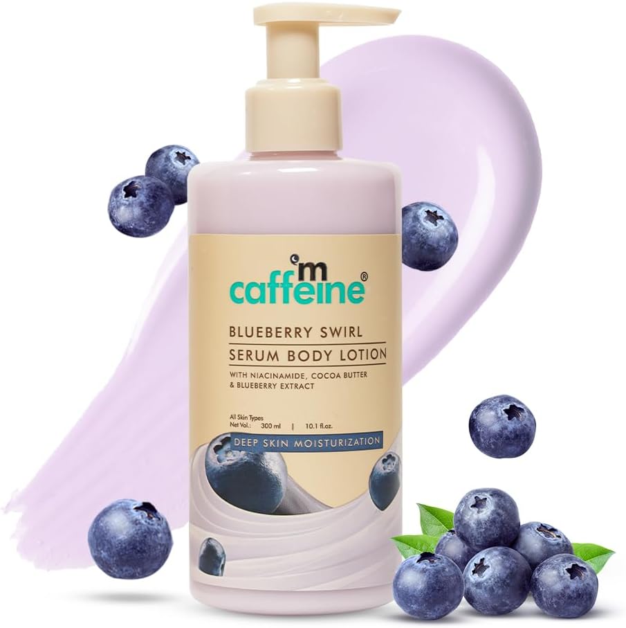 mcaffeine Blueberry Swirl Serum Body Lotion For Women And Men | Dry Skin | Lightweight Moisturizer, Non-Greasy & Non-Sticky | Body Lotion For Winter | Soft & Smooth Lotion For All Skin - 300Ml