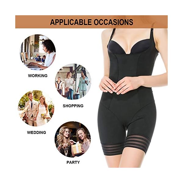 Waist Trainer Body Shaper,Vvarschi women’s thigh slimmer Tommy Tuck shapewear,Health Lightweight Design Bodyshaper bodysuit,Open-Bra Romper Shapewear for Leggings Tights,Black Medium