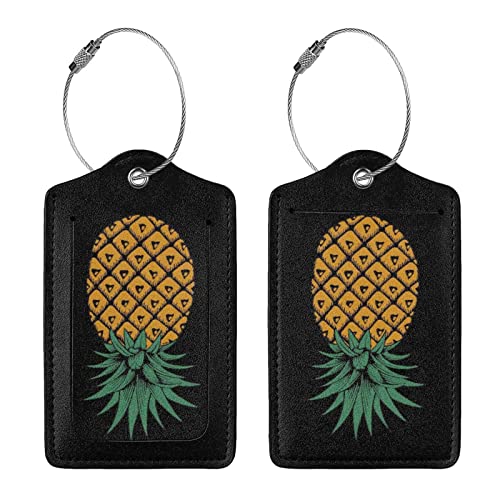 Mortgats CMDPH41_466456937_215 Upside Down Pineapple Set Of 4 Luggage Tag Pu Leather Baggage Tags Suitcase Labels Identifiers thumb #2