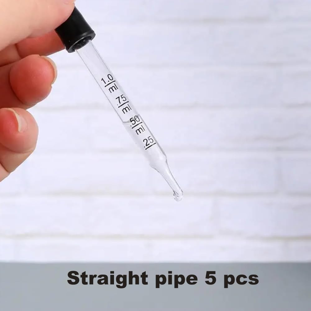 Szklana pipeta z kroplomierzem, 1 ml, szklana pipeta z gumową głowicą, kroplomierz do szkła, pipeta w płynie, pipeta kroplowa 1 ml, do olejków eterycznych, makijażu, do płynnych roślin