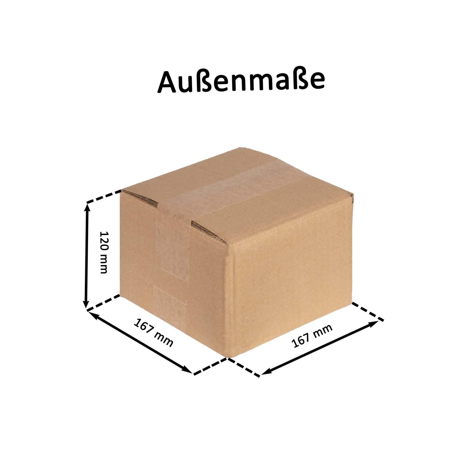 smiley pack 100x Versandkartons 160 x 160 x 100 mm BRAUN 2-wellig | Faltkartons für Versand als DHL Päckchen M, Hermes, DPD, GLS – Paketklasse XS